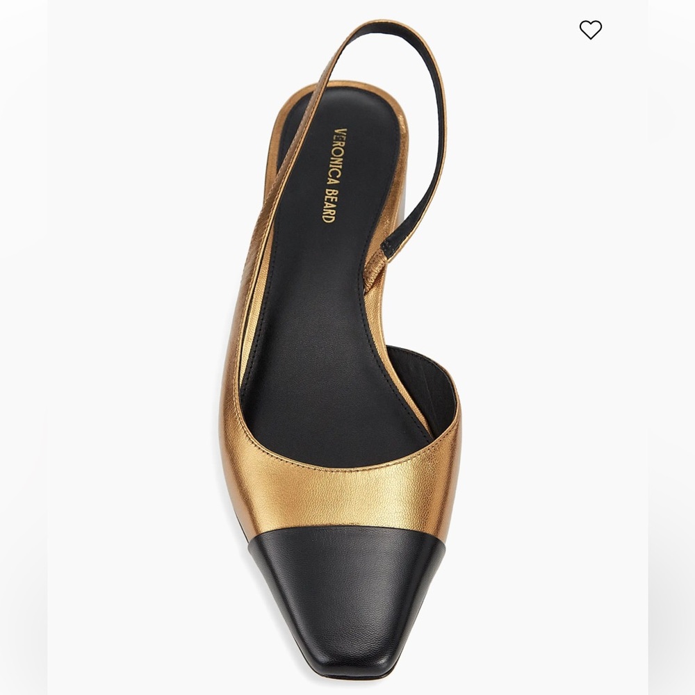 Veronica beard Cecile 30MM Metallic Leather Slingback Pumps